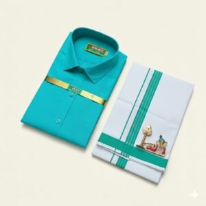 Premium Quality Fabric Half Sleeve Regular Casual Colour Shirt With Matching Dhoties