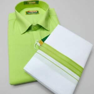 Premium Quality Fabric Half Sleeve Regular Casual Colour Shirt With Matching Dhoties
