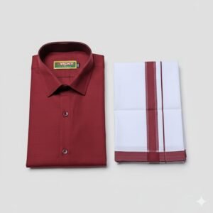 Premium Quality Fabric Half Sleeve Regular Casual Colour Shirt With Matching Dhoties