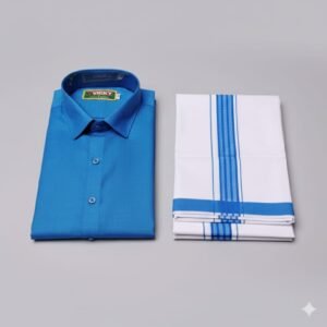 Premium Quality Fabric Half Sleeve Regular Casual Colour Shirt With Matching Dhoties