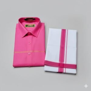 Premium Quality Fabric Half Sleeve Regular Casual Colour Shirt With Matching Dhoties