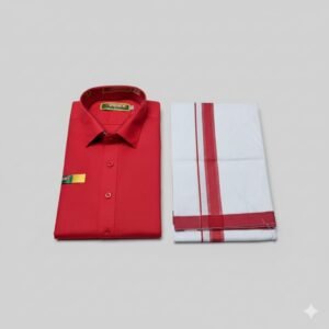 Premium Quality Fabric Half Sleeve Regular Casual Colour Shirt With Matching Dhoties