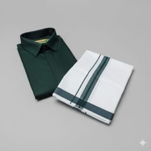 Premium Quality Fabric Half Sleeve Regular Casual Colour Shirt With Matching Dhoties