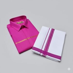 Premium Quality Fabric Half Sleeve Regular Casual Colour Shirt With Matching Dhoties