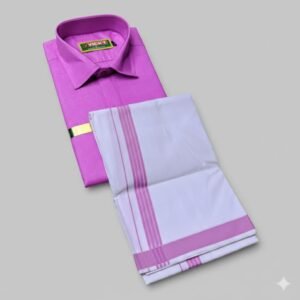 Premium Quality Fabric Half Sleeve Regular Casual Colour Shirt With Matching Dhoties